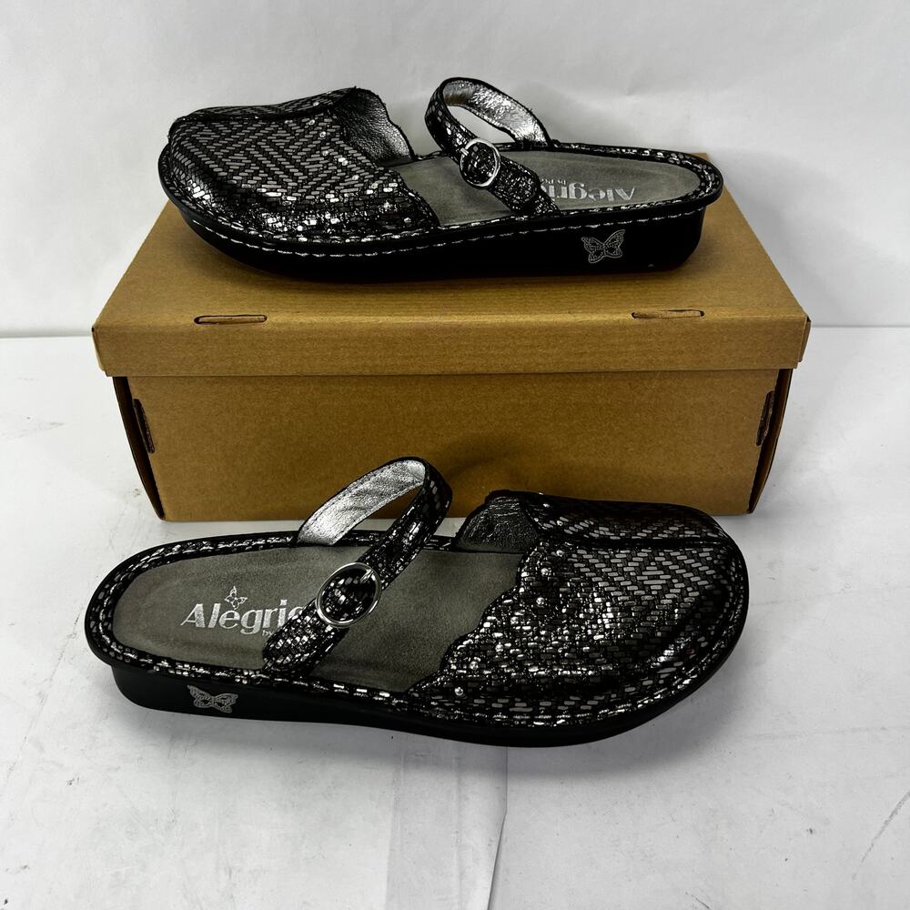 Alegria Mule Slip-on Comfort Clogs Silver Shoes Size 7